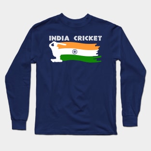 India Cricket With Indian Flag Long Sleeve T-Shirt